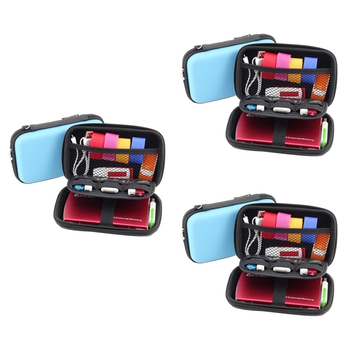 OSALADI 3pezzi Organizzatore Per Accessori Elettronici Da Viaggio Borsa Portatile Per Cavi e Gadget Blu