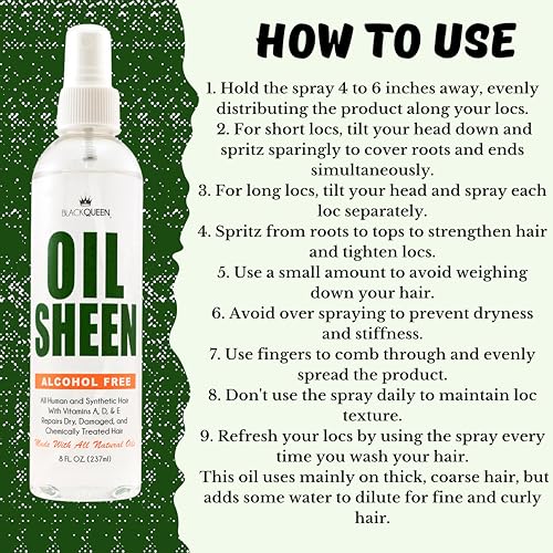 Black Queen Hair Oil Sheen Spray para locs 8 oz miniatura 6