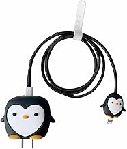 Prolet Cartoon Silicone Charger Case for iPhone 18W & 20W Adapter – 360° Full Protection with Cable Protector, Cute 3D Black Penguin Design, Fun & Durable Silicone Cover (Charger Not Included)