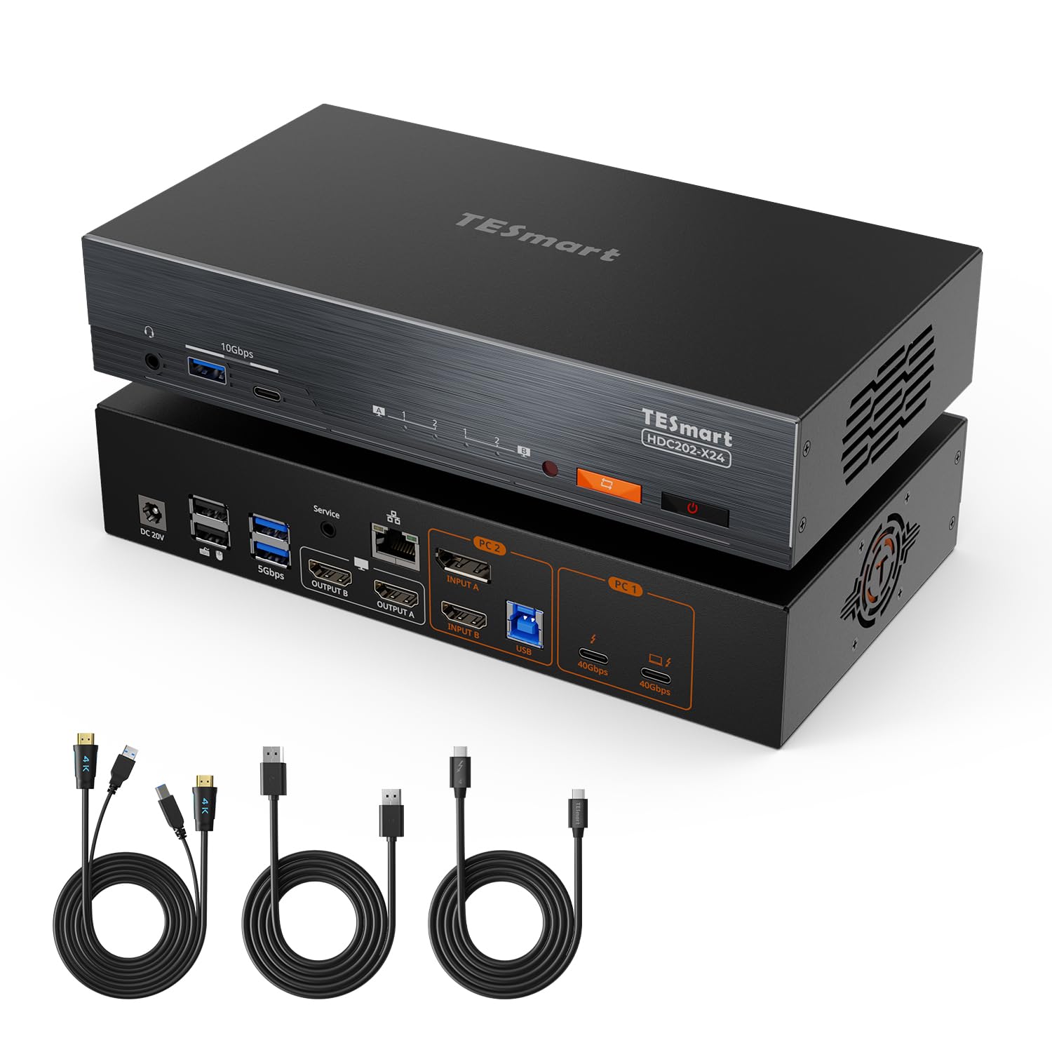 TESmart Pack Commutateur KVM compatible Thunderbolt 4 avec 8K HDMI 2.1 Câble 2 mx2