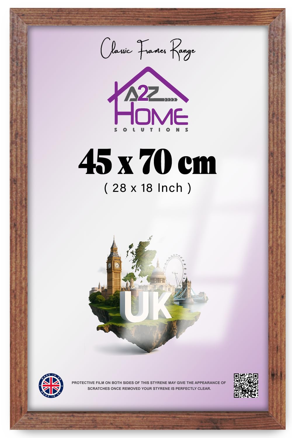 A2z Home Solutions Rustic A2z Modern Picture Poster Frame 45X70cm (28X18 Inch), Eton Wood With Hanging Clips, Perspex Front, Wall & Table Display, Portrait Or Landscape - For Home & Office
