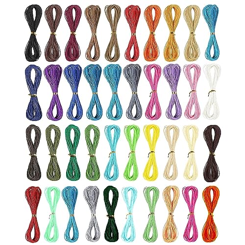 Willingtee 40 Colors 1Mm Waxed Polyester Cord 437 Yard 1Mm Waxed Bracelet Cord Wax String Cord Waxed Thread For Diy Bracelets Necklace Jewelry Making Friendship Bracelet #TOP1