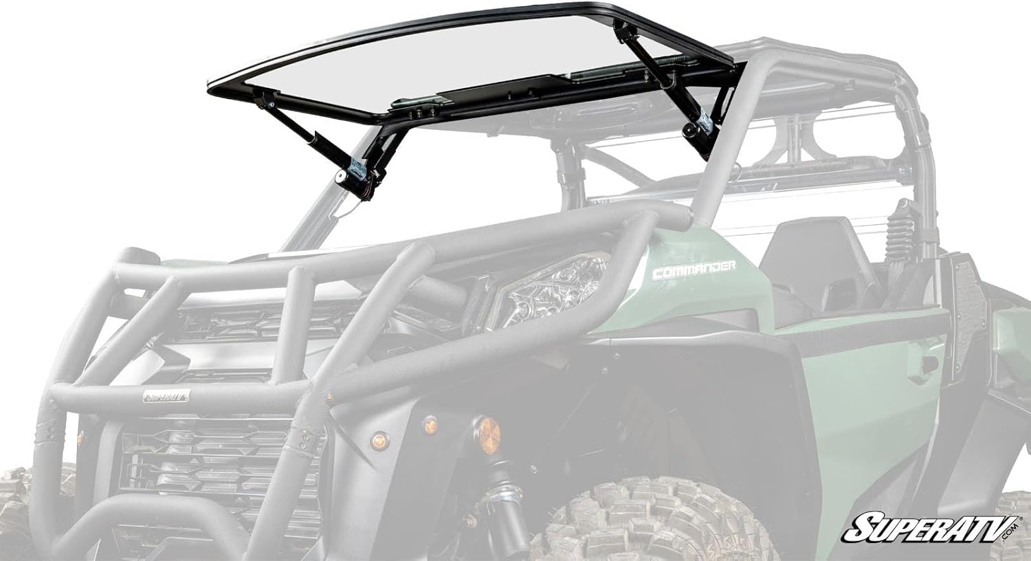 SuperATV MaxDrive Power Flip Glass Windshield Compatible With Can Am Models | Commander, Maverick, etc. - See Fitment