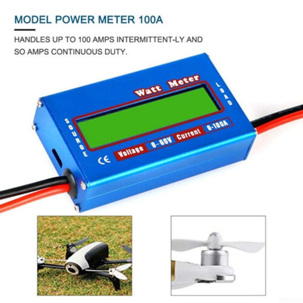 Analyseur de batterie CC 60 V 100 A Wattmètre testeur de tension en métal pour panneau solaire et circuit RC Mesure de performance avec courant et suivi Faible résistance Bleu