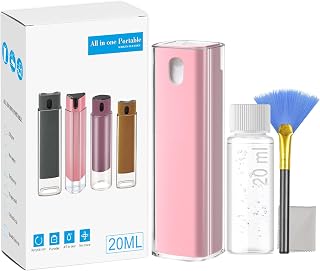 Touchscreen Mist Cleaner Spray, JiaTeums Electronics Screen Cleaner Spray Tool for Computer Phone Laptop Device Lens TV PC Car Screen with Brush & Microfiber Cloth, 2 Pack (20ml Pink)