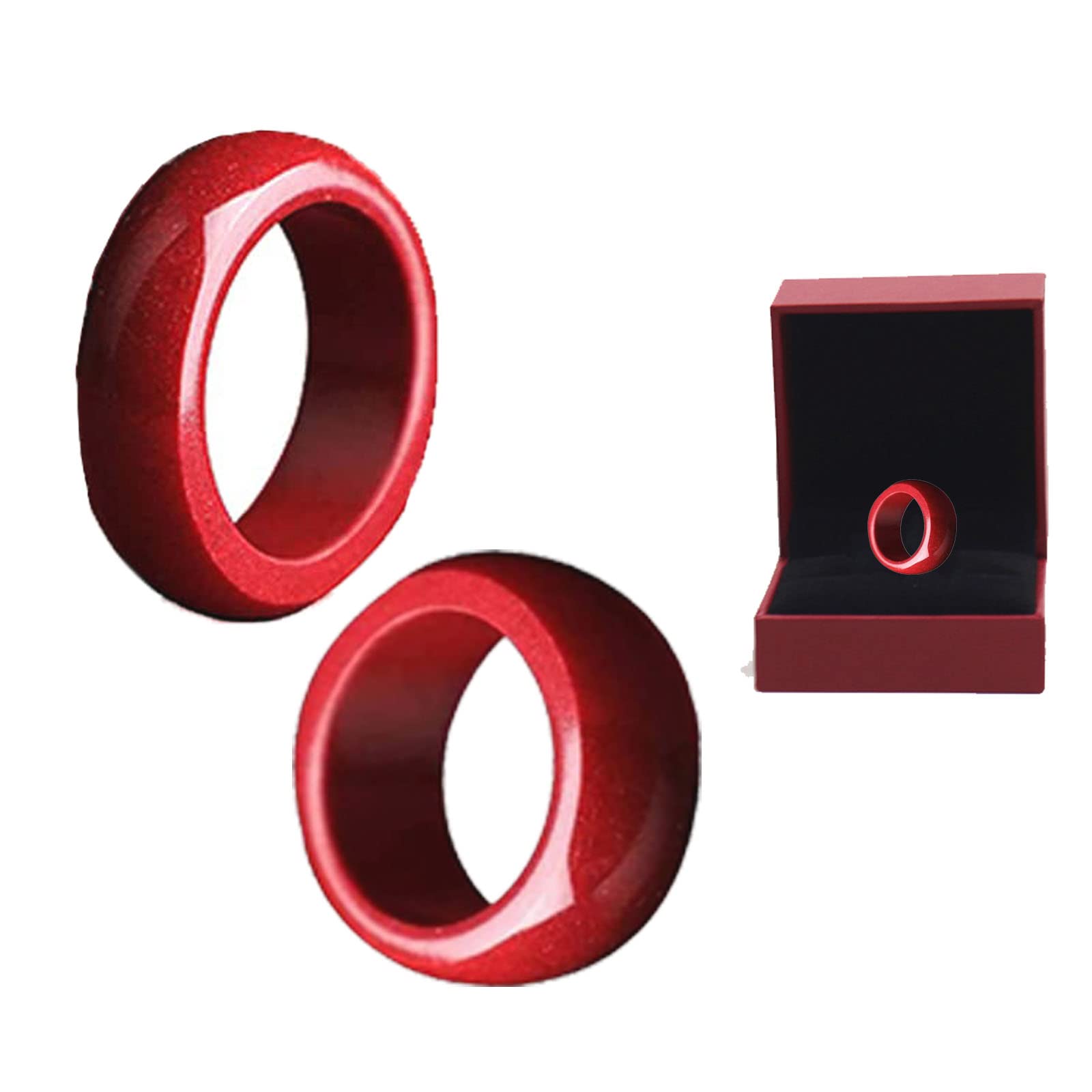 oliwex Fengshui Cinnabar Ring, Anillo Feng Shui De La Buena Suerte for Men Women (2pcs,9)