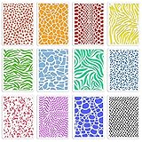 OOTSR 12 Stück Schablonen Set, 15x21cm Schablonen zum Malen Wiederverwendbar Kunststoff Schablonen Vorlagen für Holz, Boden, Möbel Wandgestaltung Deko, DIY Scrapbooking Handwerk