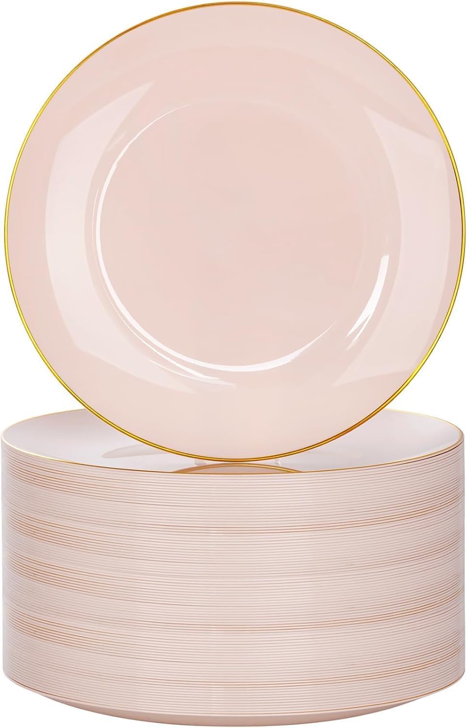 Photo 1 of Nervure Pink and Gold Plastic Plates - 7.5" Salad Plates (100 Count)