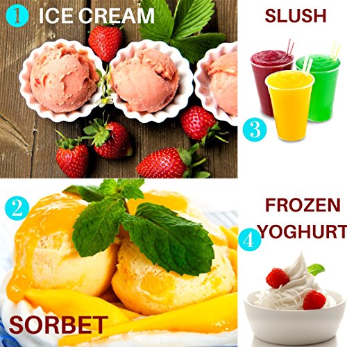 Image of Kitchenif Ice Cream, Sorbet, Slush & Frozen Yoghurt Maker Capacity 1.5 liters (1.5 Litr Quart)