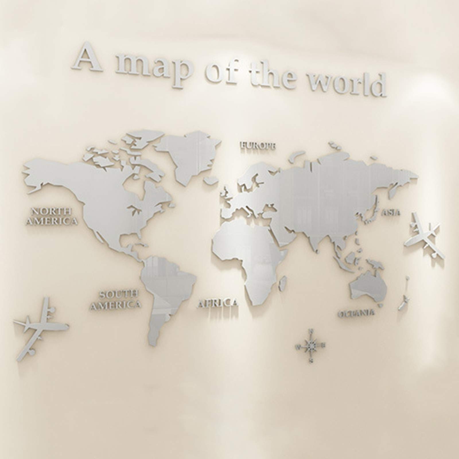 Décoration murale carte du monde 3D acrylique pour chambre design et salon chaleureux