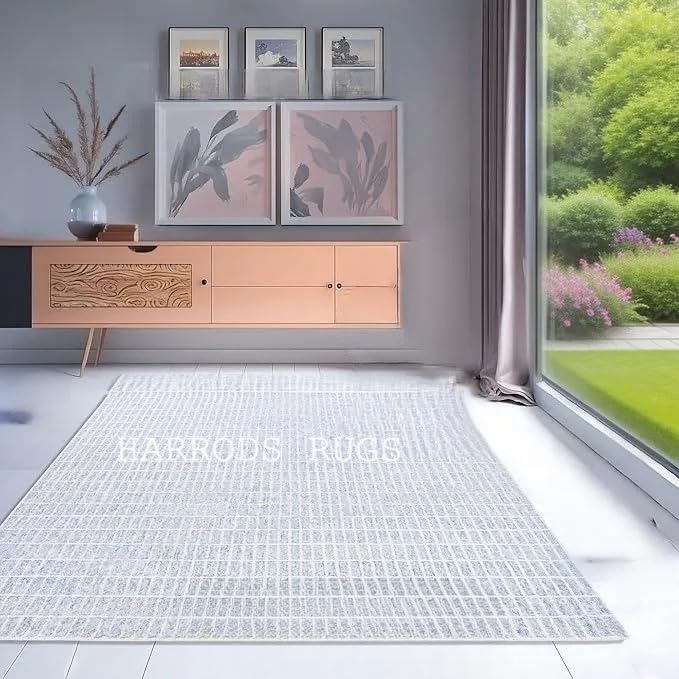 Handmade Capitola Space Dyeing Grid Pattern Area Rug Handwoven Carpet for Living Room, Bedroom & Office (Blue, 9' x 12')