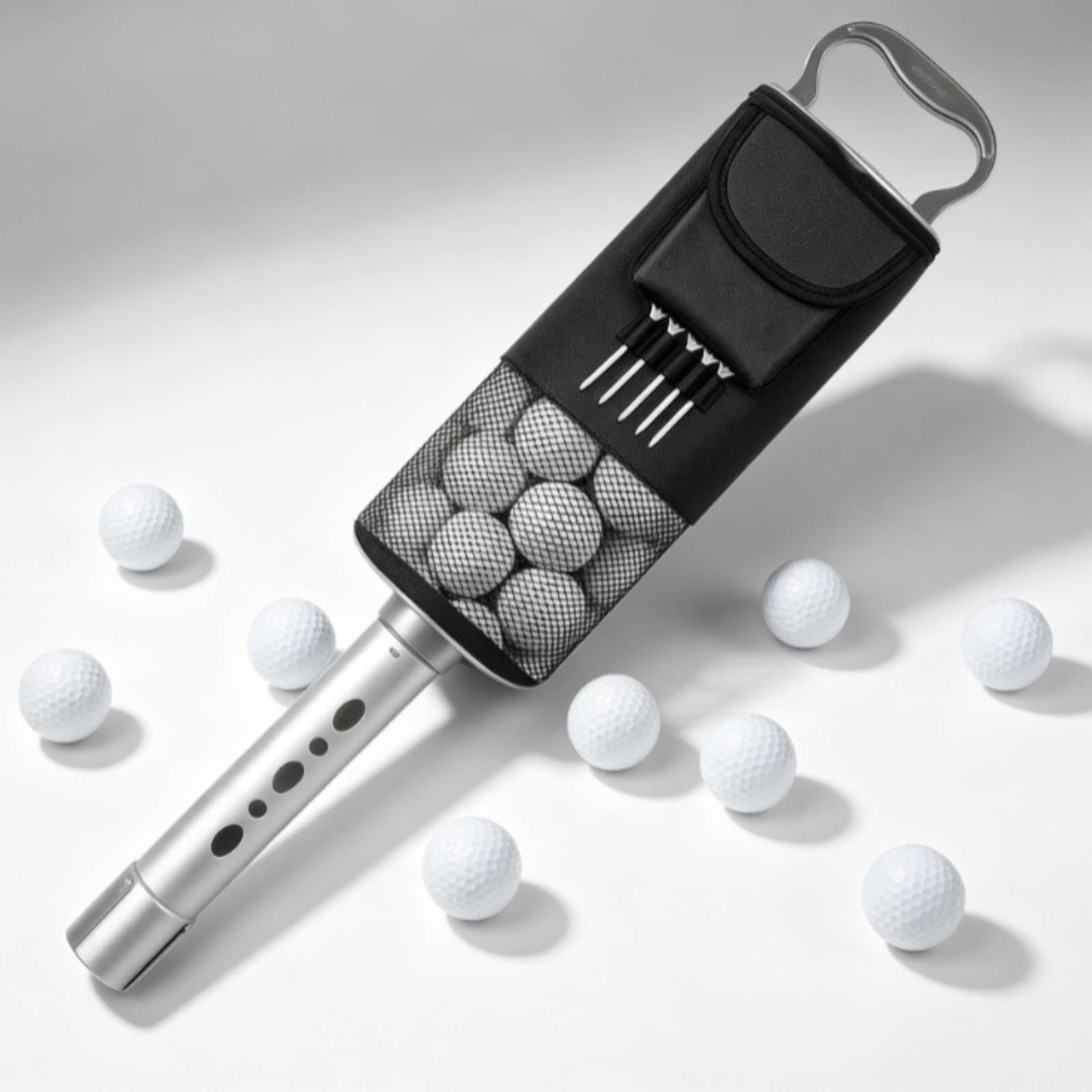 Golf Ball Retriever Tubo Recogepelotas Contenedor Compacto y Portátil de Aluminio y Nylon con Malla Inferior Apto para Golfistas