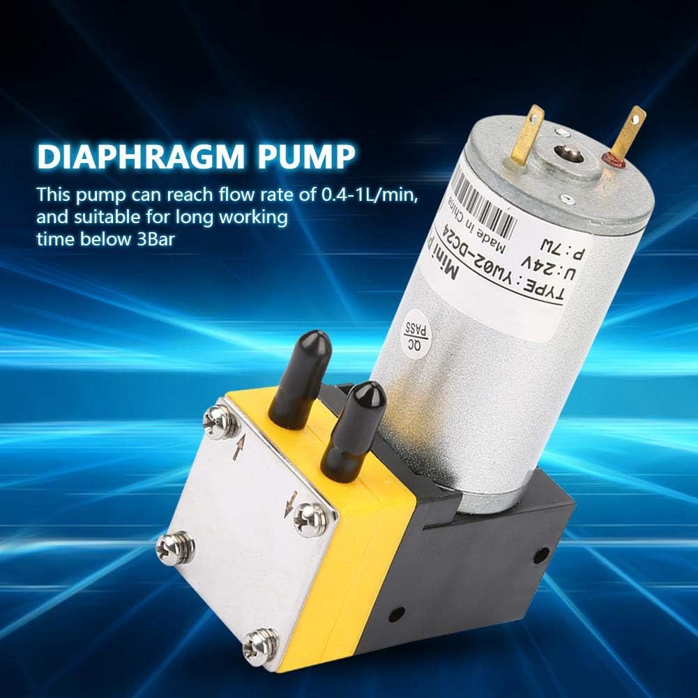 Diaphragm Pump, Mini Vacuum Pump 24V 0.4-1L/min Micro Plastic Electric DC Motor Diaphragm Vacuum Pump for Air/Liquid