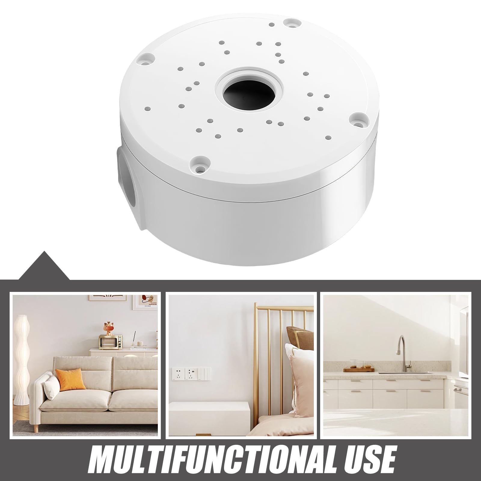 Caja de conexiones para cámara resistente al agua: 4 unidades de cámaras de vigilancia, caja de montaje de plástico semiesférica, color blanco, caja de derivación universal, cámaras de