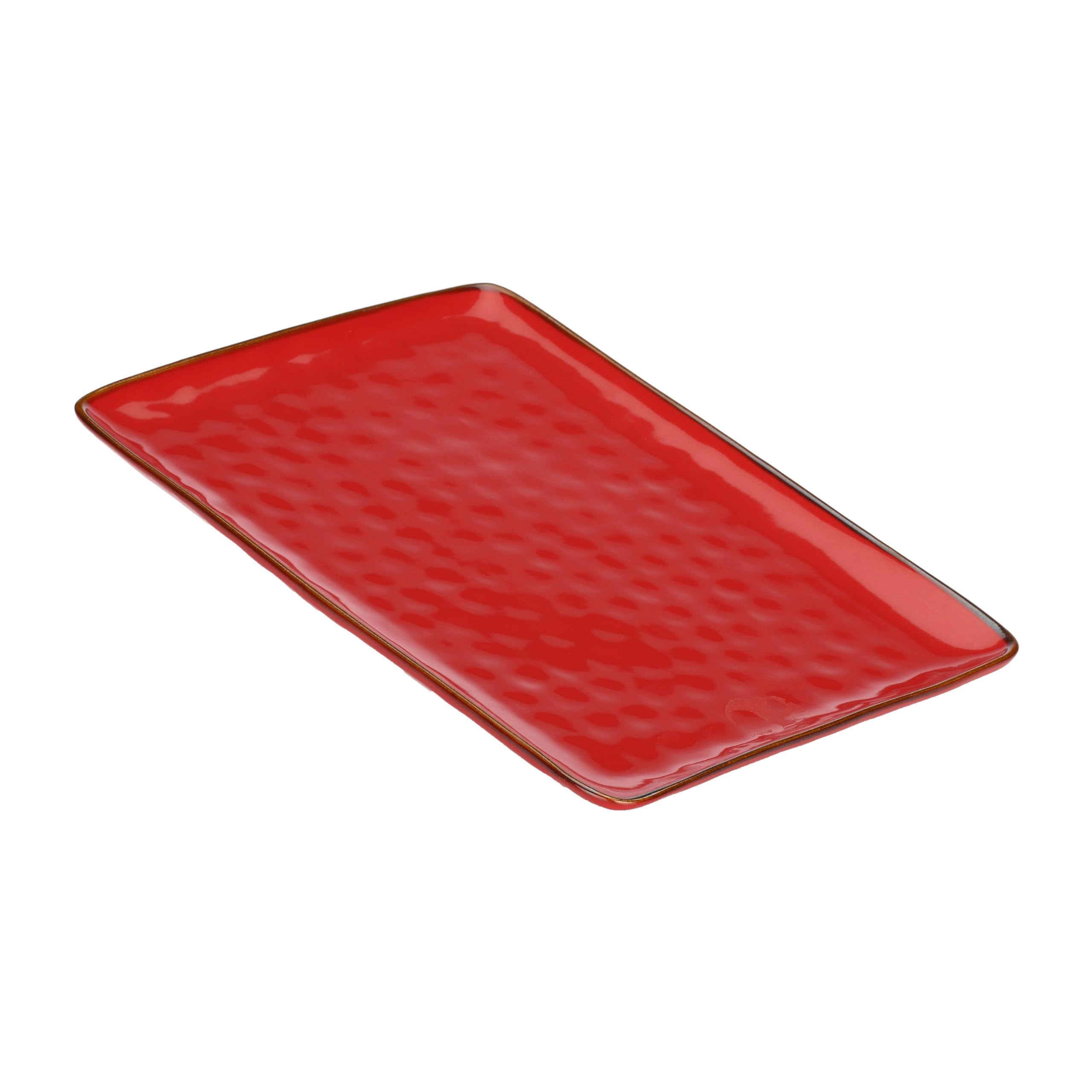 THUN Servierteller, Feinsteinzeug, rot, 36 x 26 cm