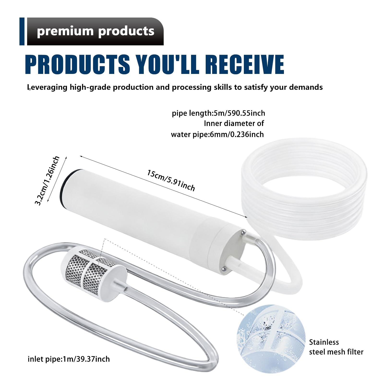Pompe à Eau Auto-Amorçante USB, 3.2 X 15 cm USB Self Priming Water Pump, Pompe à Eau Submersible, Mini Pompe à eau usb Pour Caravanes étangs Aquariums Jardin Camping-Car