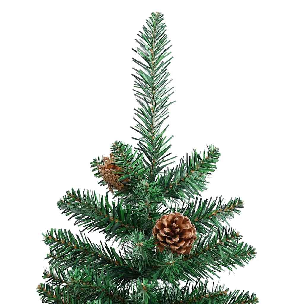 Árbol de Navidad artificial de 150 cm con piñas de PVC, madera de pino maciza y acero con recubrimiento en polvo, para interior y exterior protegido