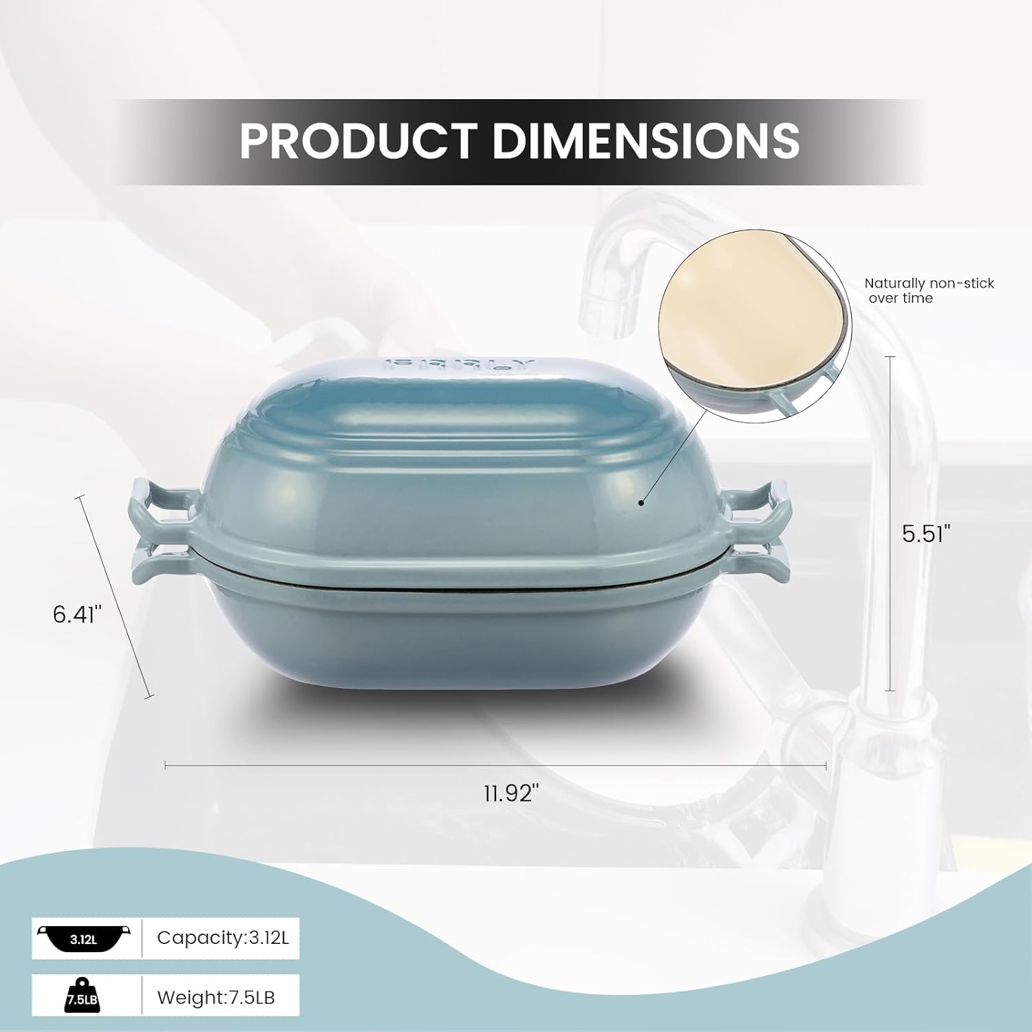 Enameled Cast Iron Dutch Oven for Sourdough Bread Baking,9 x 5-4/5 Inch Oval Cast Iron Bread Pan with Lid,Dutch Oven for Homemade Sourdough Baking,2.8QT Meatloaf Pan,Oven Safe - Image 2