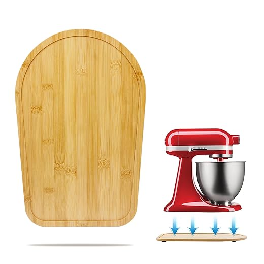 Bamboo Mixer Slider Mat for Tilt Head Kitchen Aid 4.5-5 Qt Stand Mixer, Appliance Sliding Mat for Kitchenaid Artisan 4.5-5 Qt, Kitchen Countertop Storage Accessories Mixer Moving Tray Attachments