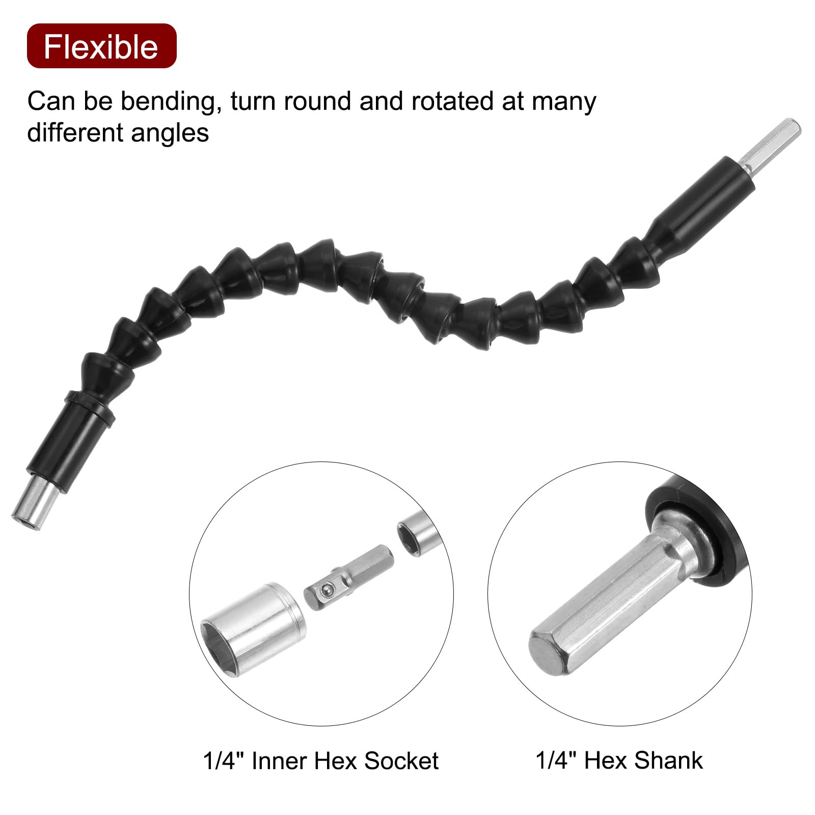 18Pcs Flexible Drill Bit Extension Set 105°Right Angle Drill Attachment Rotatable Joint Socket 1 4 3 8 1 2 Inch Hex Socket Adapter Socket Bendable Dr - View #12
