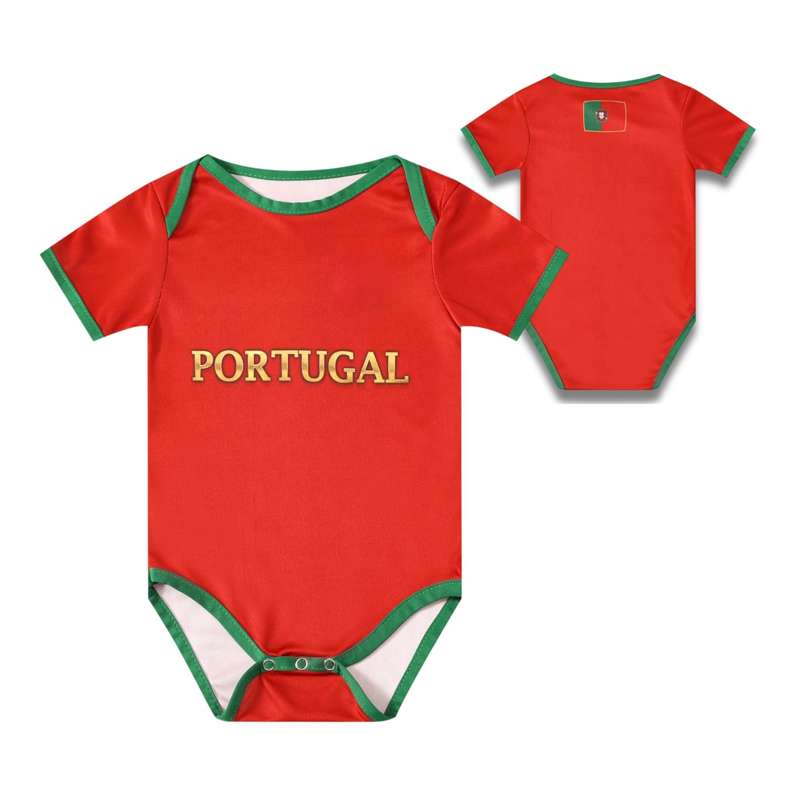 GEREISHIRE Portugal Football Baby Grow Bodysuit Infants Onesie Newborn One-Piece Romper Red 6-12 Months