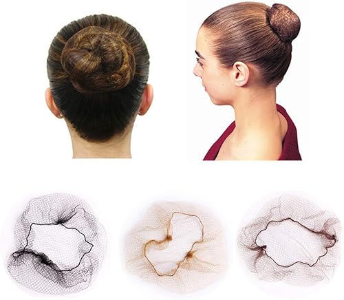 40 redes invisibles de nailon para mujeres y niñas, malla ligera con borde elástico para ballet, baile, moño y belleza, 19.7 pulgadas (café)