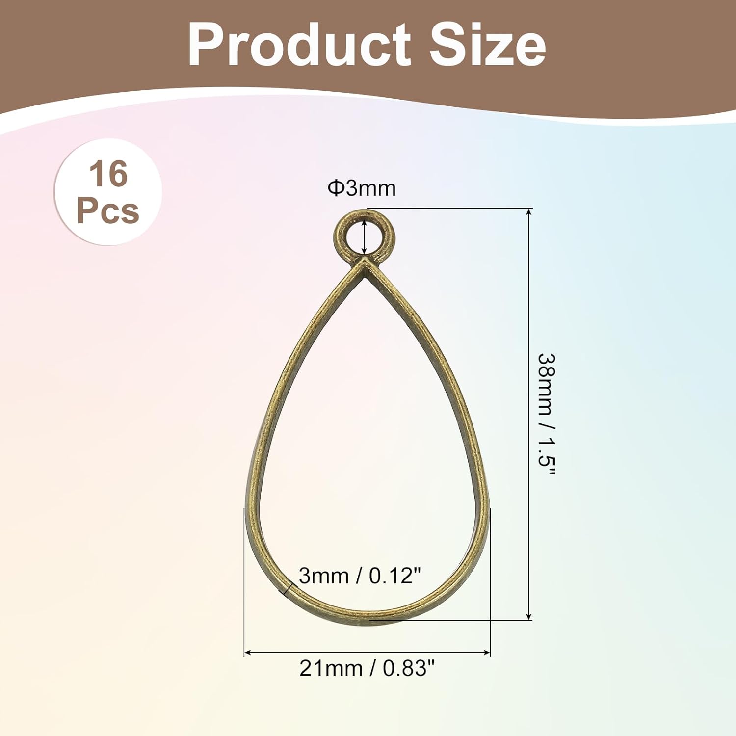 uxcell Open Bezel, Resin Bezels Pendants Open Back Bezels Metal Hollow Frame Charm for DIY Resin Crafts Earrings - Image 2