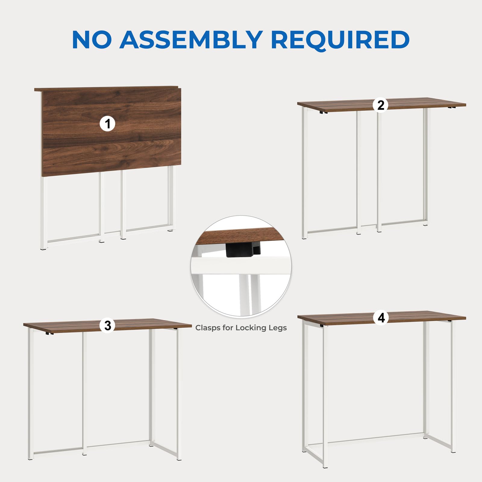 Moziel Scrivania Pieghevole, Scrivania per Casa e Ufficio per piccoli spazi, 80 x 45 x 74 cm Tavolo da Studio Porta PC Stabile e Salvaspazio