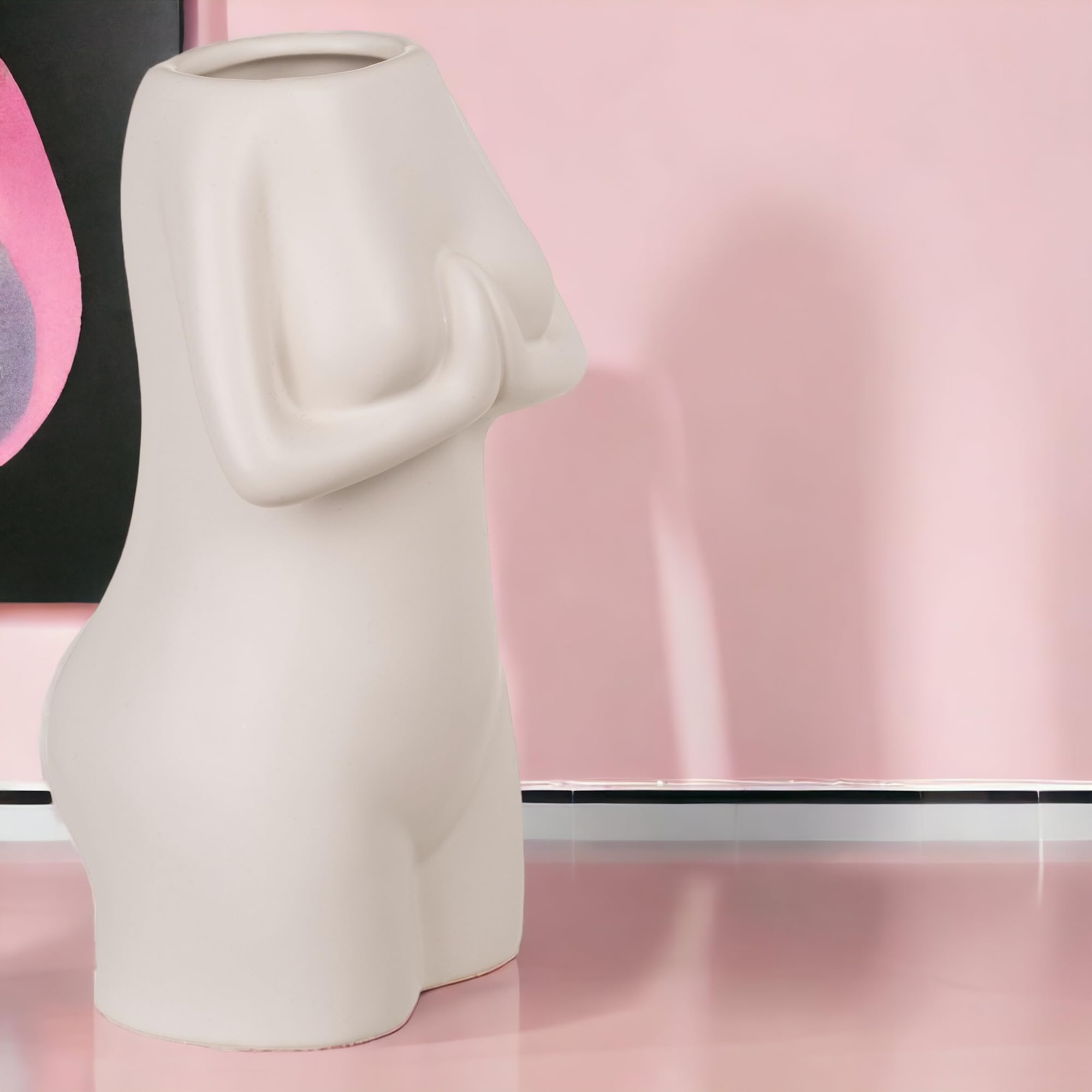 MIJOMA Mini vaso decorativo in ceramica dal design del corpo delle donne, elegante decorazione per la casa, adatto a qualsiasi stile di arredamento, corpo delle donne, 18 cm, bianco