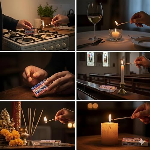 Miniatura 2 de Paquete de 100 fósforos de seguridad de madera – 32 unidades de huelga en caja para cocina, camping, emergencia, iniciador de incendios – Juego de