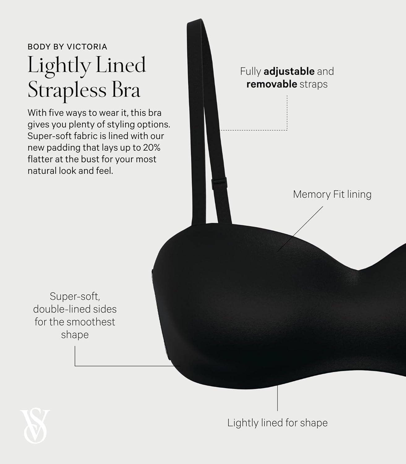 Victoria's Secret Women's Body by Victoria Lightly Lined Strapless Bra, Bras for Women (32A-38DDD) - Image 5