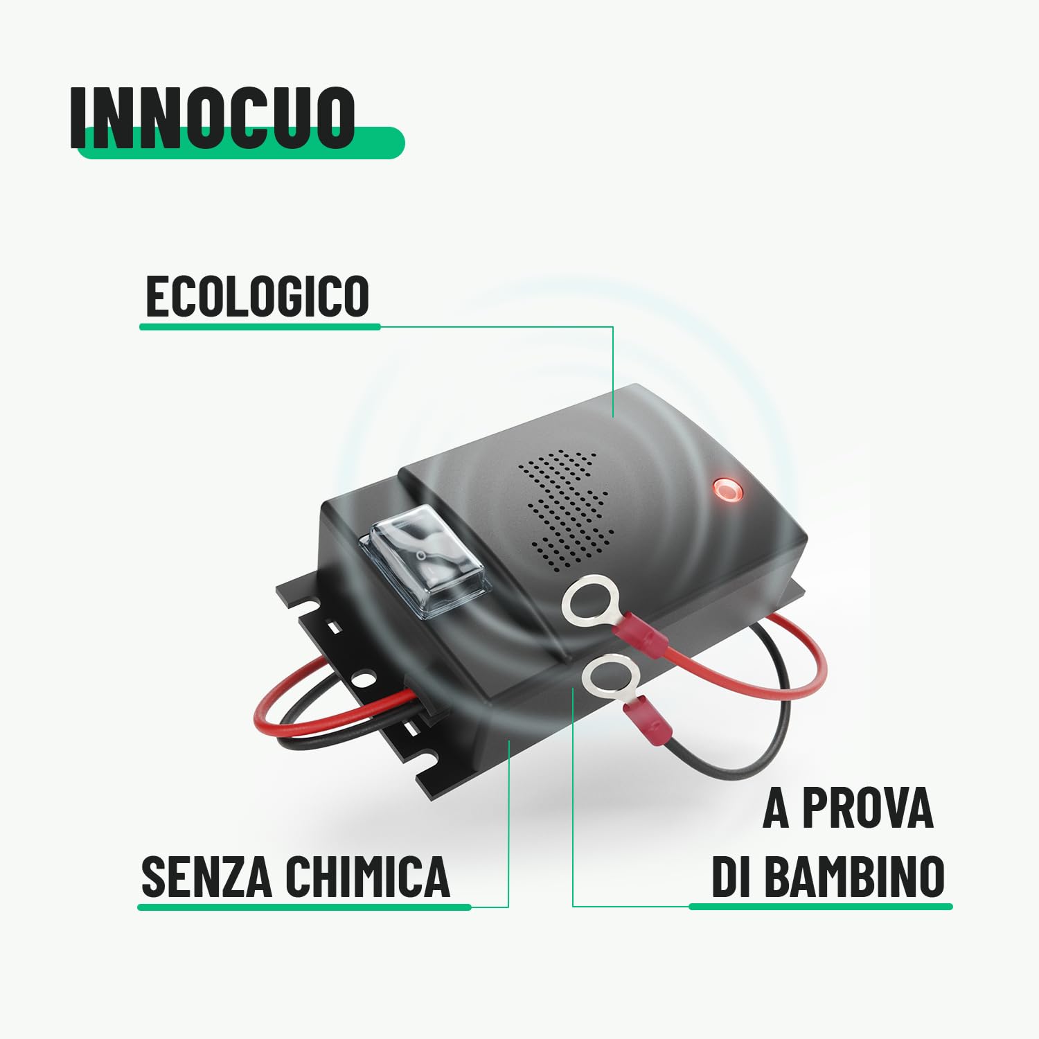 greate 3X Dispositivo antitasso per Auto con connessione Batteria 12V - dissuasori piccioni ultrasuoni - dissuasori Uccelli ultrasuoni