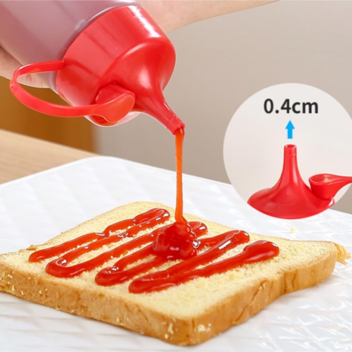 Quetschflasche Squeeze Flasche Quetschflasche, Küchengewürz, Ketchup, Plastiksauce, Kann 5 Flaschen Set Auspressen Saucenflasche(Rood,300ml)