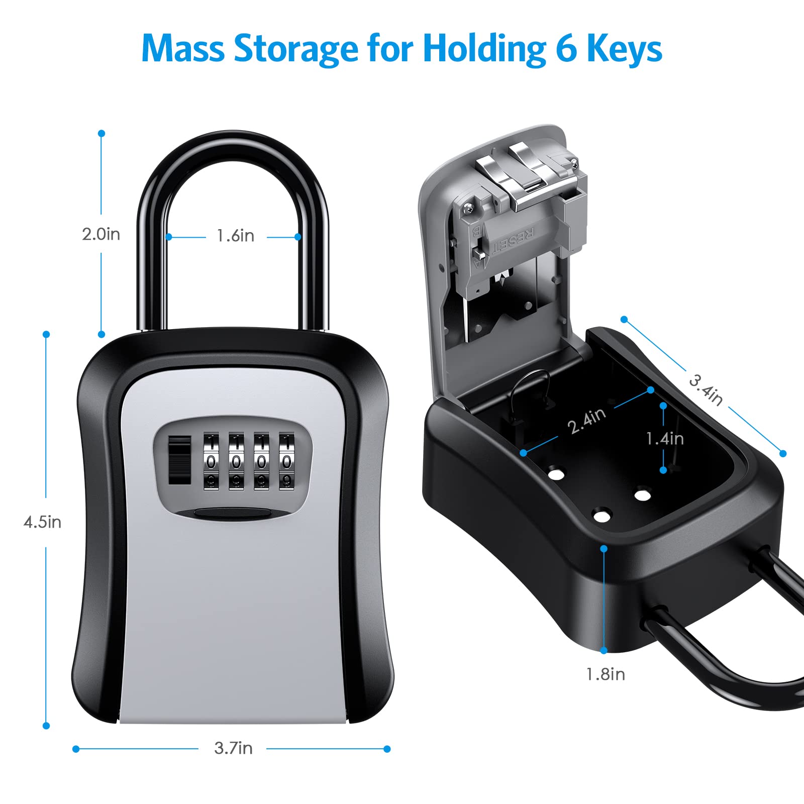 Snapklik.com : AMIR Key Lock Box Wall Mounted, Upgraded Lock Box For ...