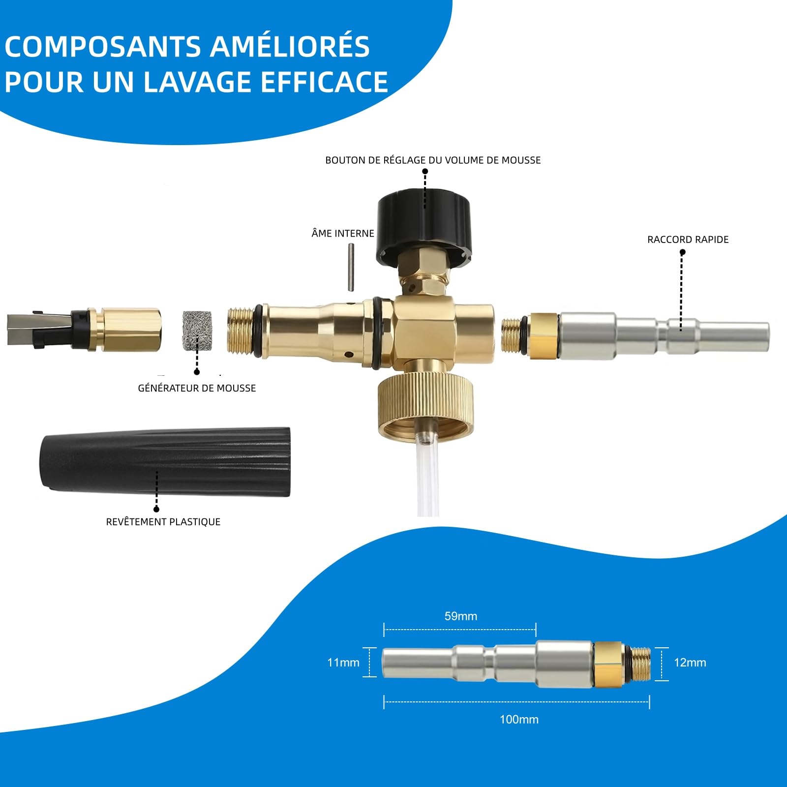 Stone Banks Canon à Mousse Compatible avec Nilfisk Alto/KEW/Kränzle/WAP pour Nettoyeur Haute Pression, Lance de Mousse à Neige pour Voiture avec buse en Mousse réglable