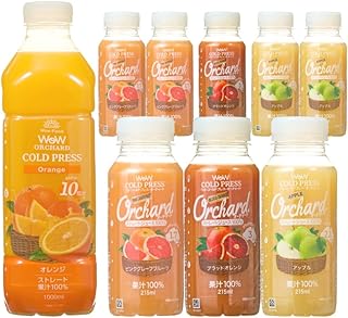 Amazon.co.jp: コールドプレスジュース お中元や夏の贈り物ギフトセット Wow cold press orchard 4種類9本セット (1,000ml/1本入 215ml/8本入) : 食品・飲料・お酒