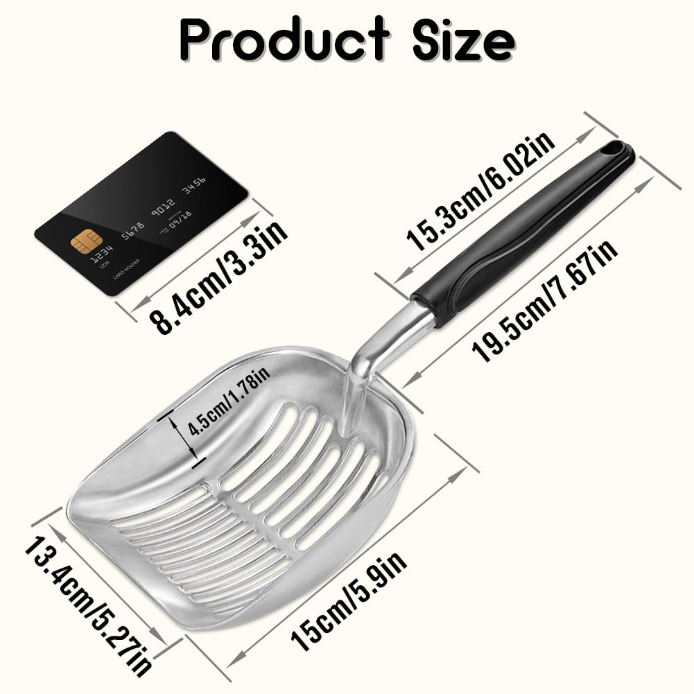 Apidgrowth Cat Litter Scoop,Long Handle Cat Scooper,Stainless Steel Metal Scoop,Poop Sifting,Pala per Sabbia per Gatti