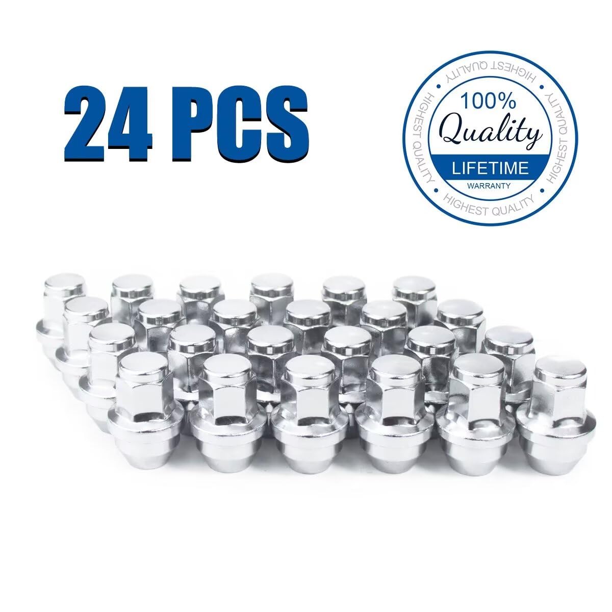 SUCOSO 20PCS M14x1.5 Chrome One-Piece Design Wheel Lug Nuts for 2015-2023 Ford Mustang, Edge, Explorer, Maverick, GT, Mach-E, Police Interceptor