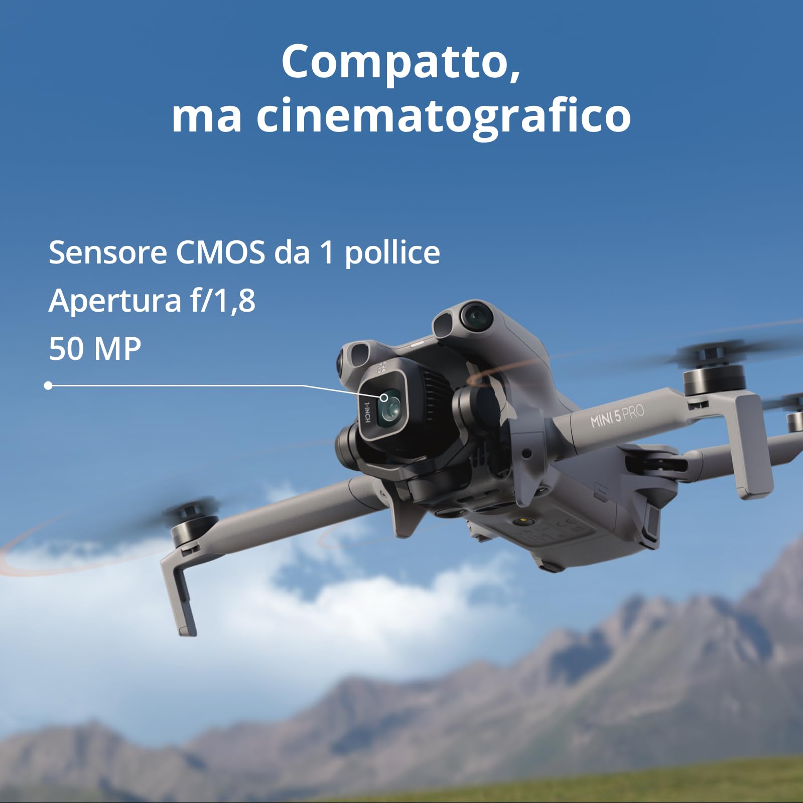 DJI Mini 5 Pro, drone ultraleggero e pieghevole con fotocamera, CMOS da 1 pollice, rilevamento omnidirezionale degli ostacoli, ActiveTrack 360°, drone 4K per principianti, C0 (Mini 5 Pro)