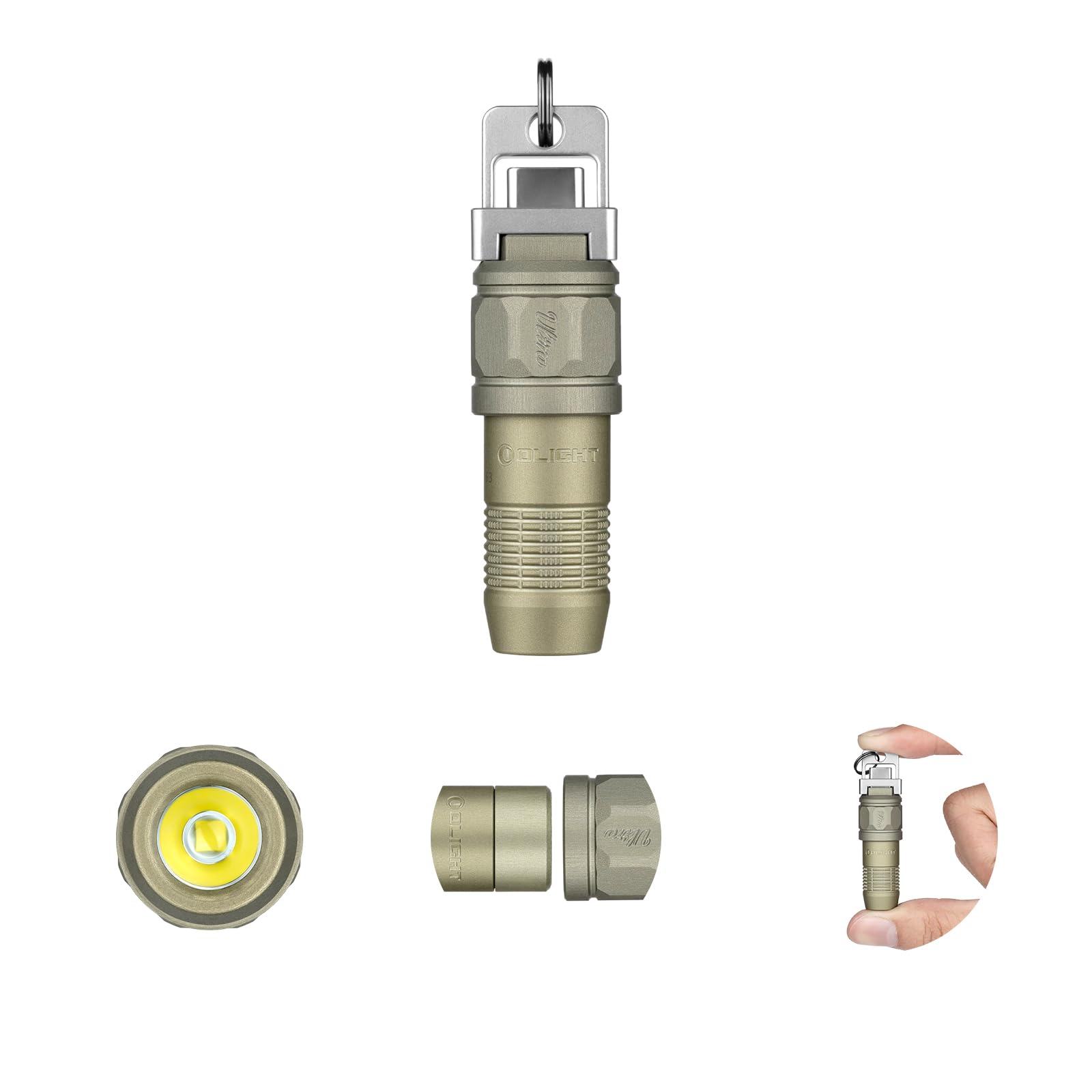 OLlGHT iUltra Mini LED Mini-Lampe de poche USB-C pour porte-clés et EDC, 80 lumens, 20g, OAL, pour gérer les urgences, les environnements sombres et les conditions météorologiques extrêmes