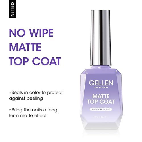 Miniatura 2 de Gellen Esmalte de uñas de gel mate, 0.7 onzas líquidas, capa superior mate que no se limpia, gel de lámpara de uñas, sella en color, evita arañazos