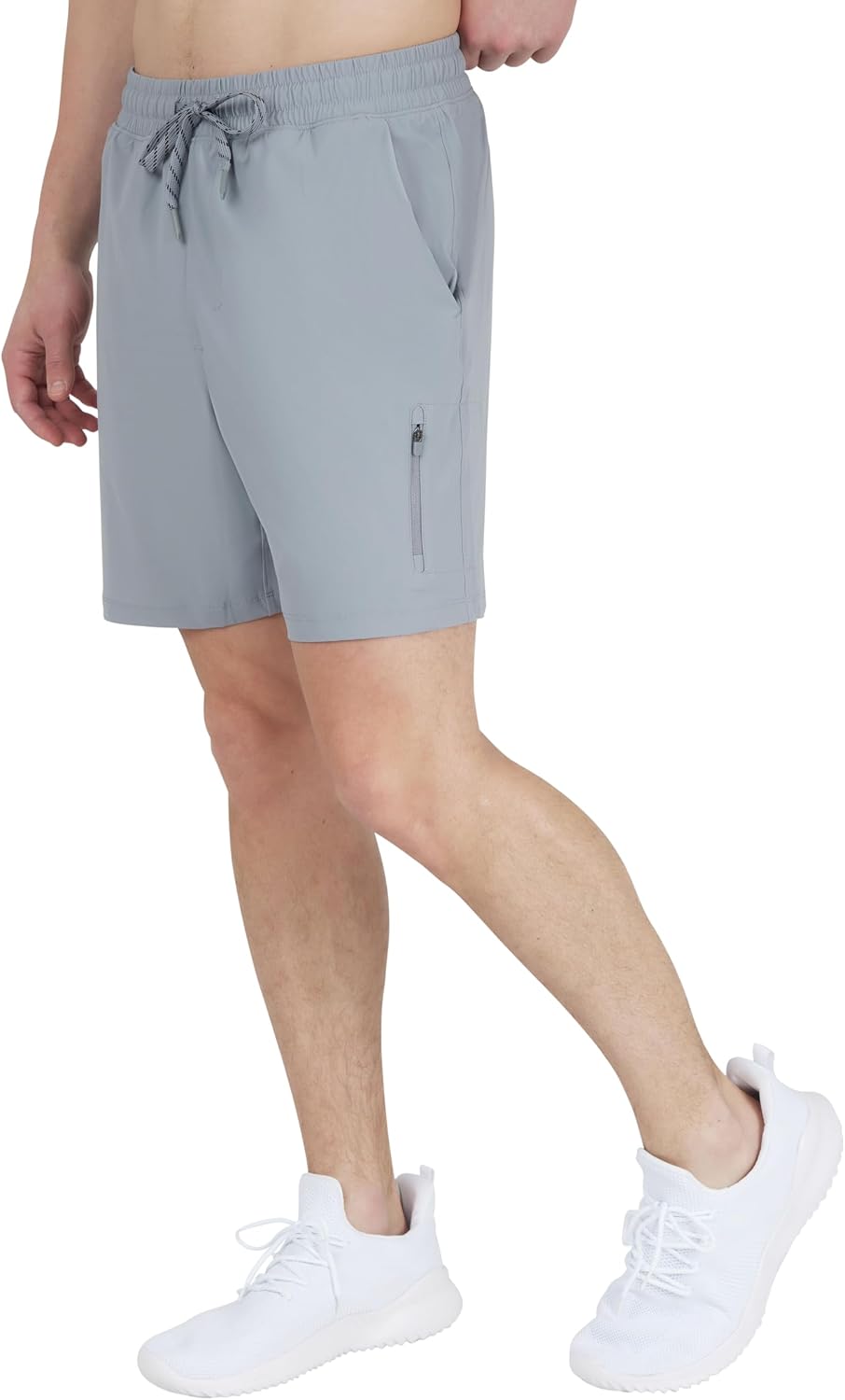 90 Degree By Reflex Mens Lightweight Quick Dry Workout Short 7" Side Zipper Pocket Shorts with Drawstring