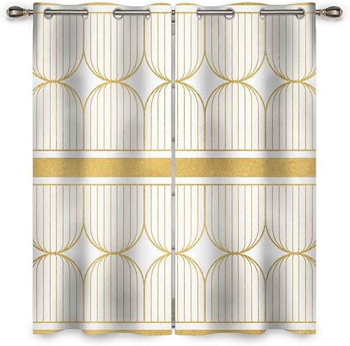 Miniatura 2 de Cortinas opacas con textura geométrica a cuadros y curvas, Eclipse, 2 paneles, cortinas opacas para ventana de bahía, 63 x 63 pulgadas (ancho x alto)