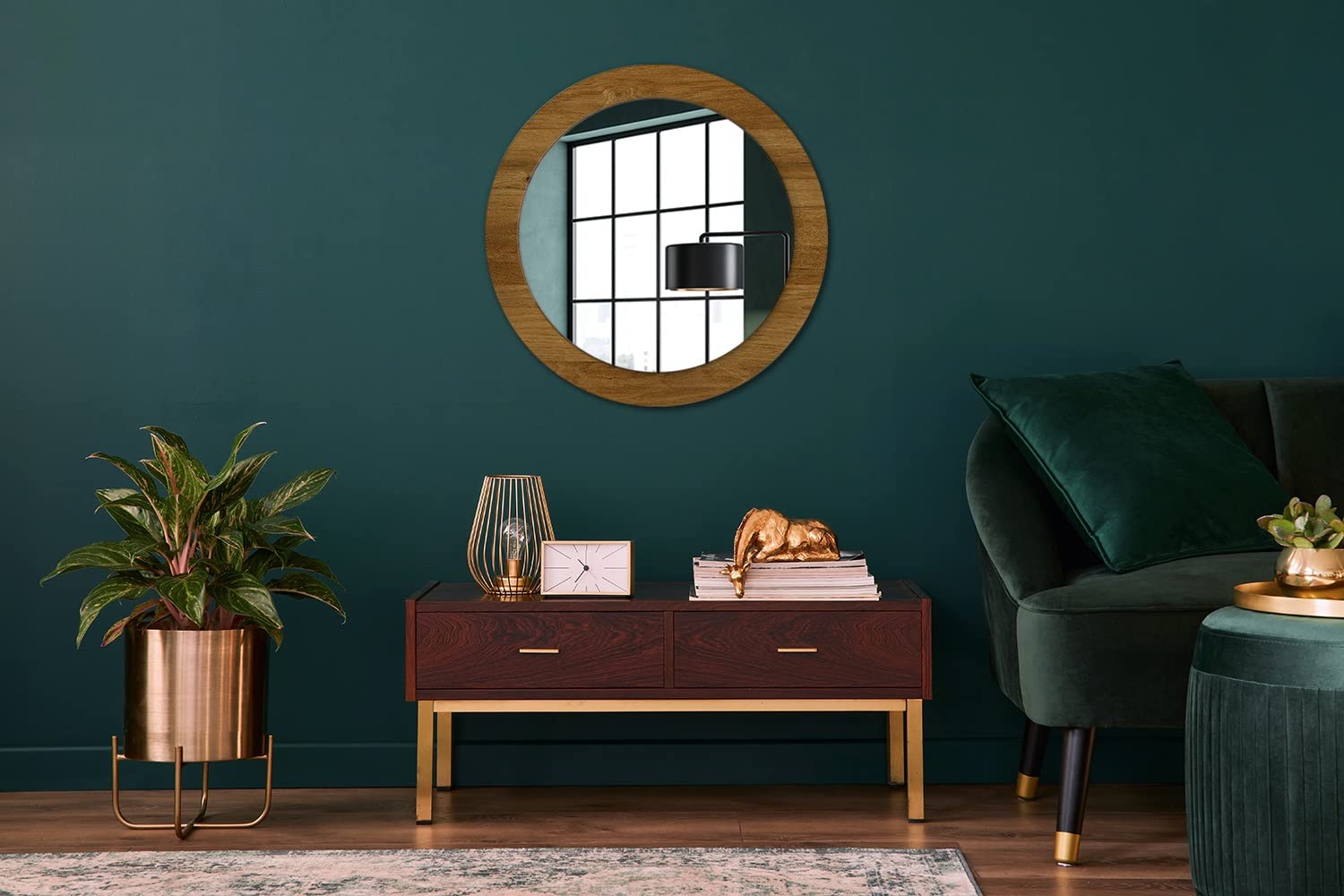 Tulup Ø 70 cm Bonito Diseno Espejo Mural Colgar - Roble rústico