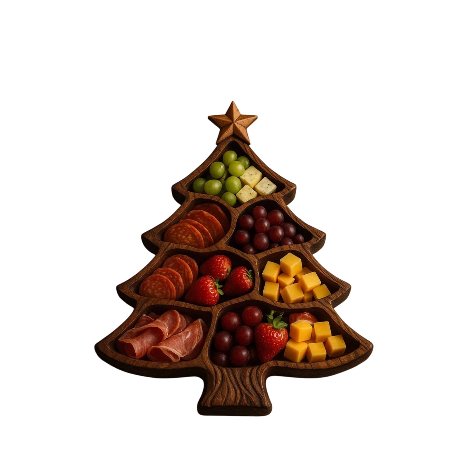 Holiday Serving Tray Christmas Tree Shape Wooden Multi Tiers Dishwasher Safe Platter for Parties and Family Gatherings Creative Modulars Serving Tray