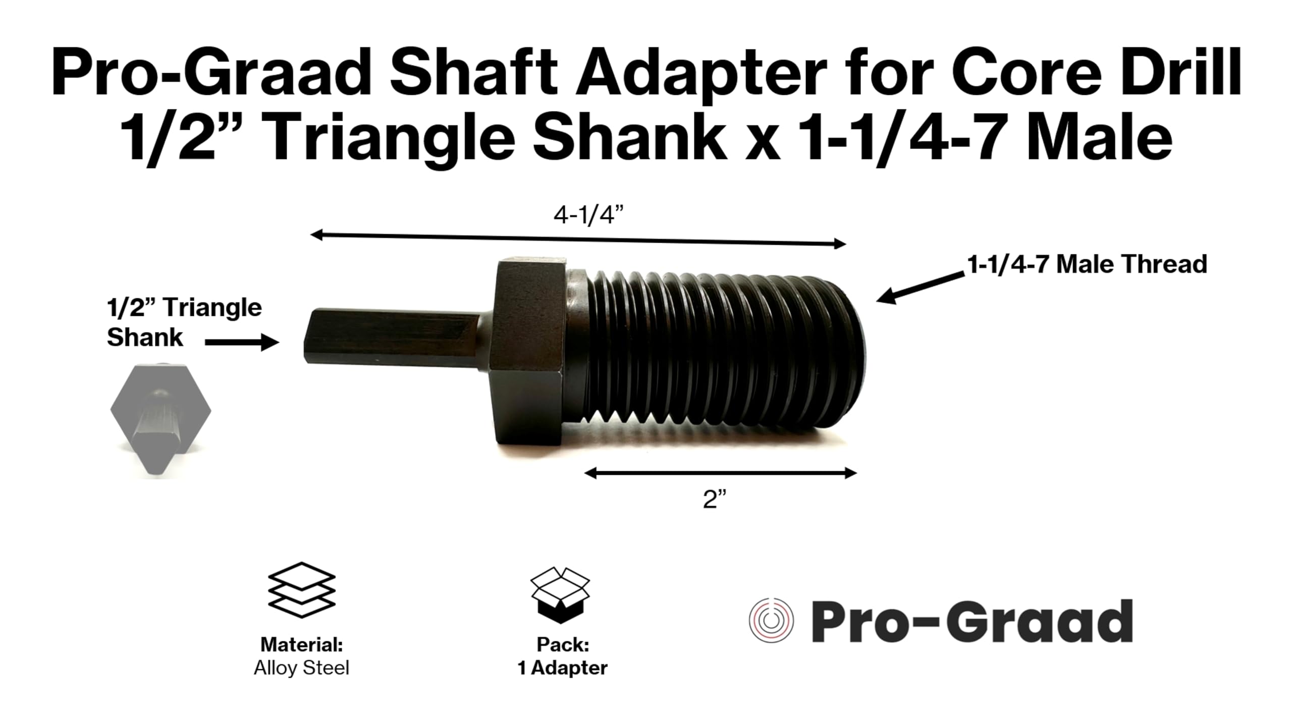 Pro-Graad Core Drill Bit Adapter for Threaded Diamond Hole Saw Core Drill Bit