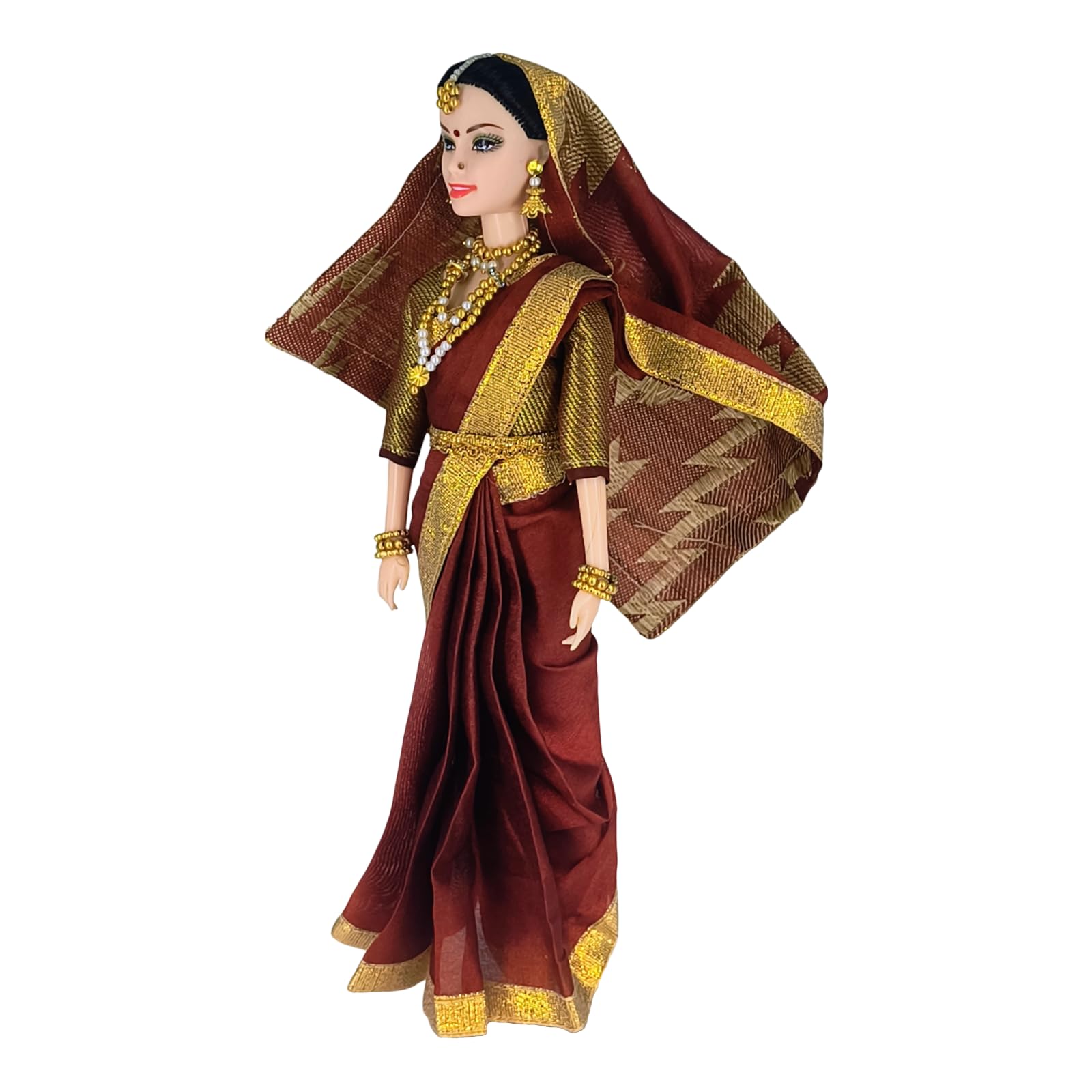 Maalona | Akansha | Indian Doll in Red Traditional Silk Saree, Accessories | Celebrating Indian Culture Through Play | Gift for Kids | 11.3 Inch, Maroon Saree-image-32