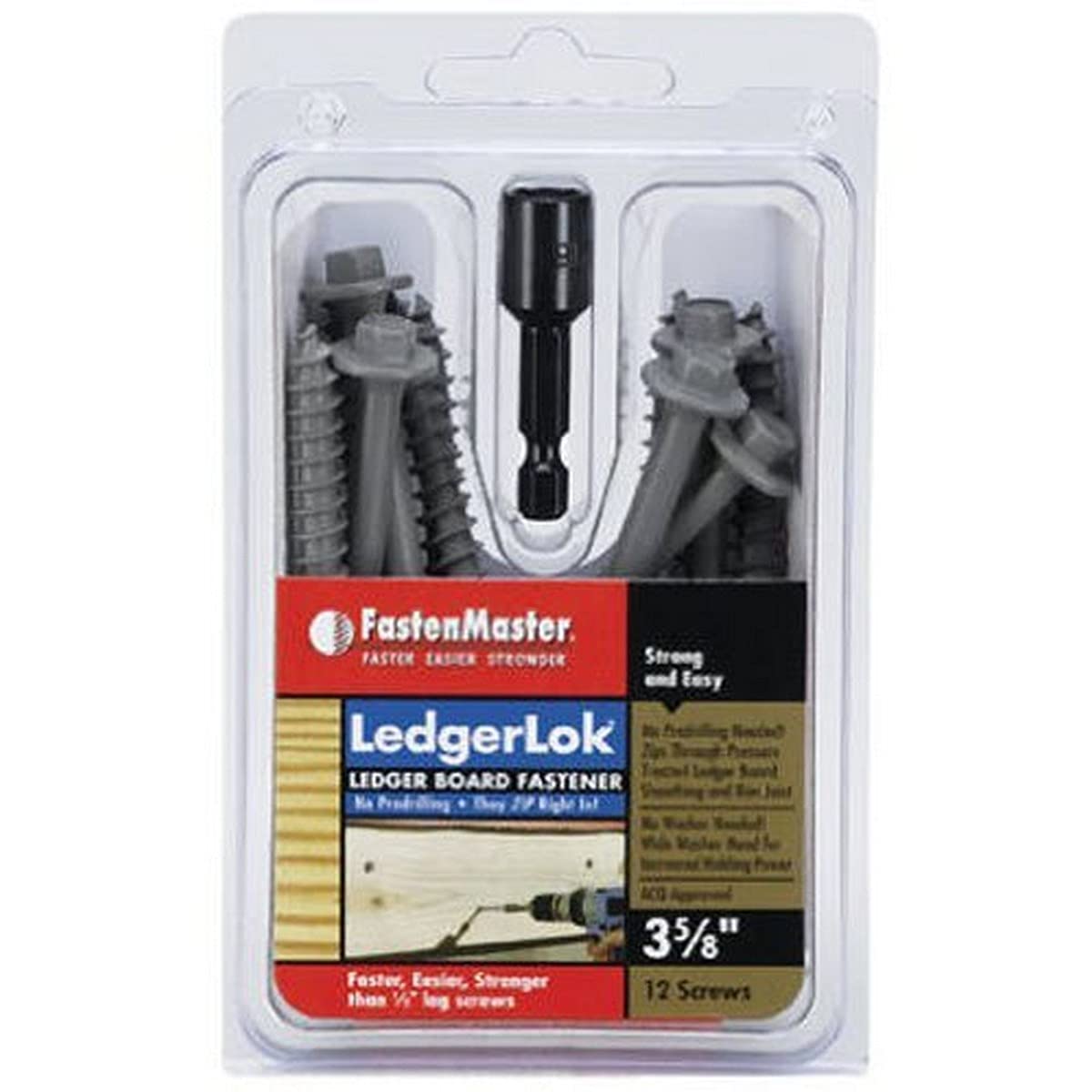 FastenMaster FMLL358-12 LedgerLOK Ledger Board Fastener, 3-5/8 Inches, 12-Count