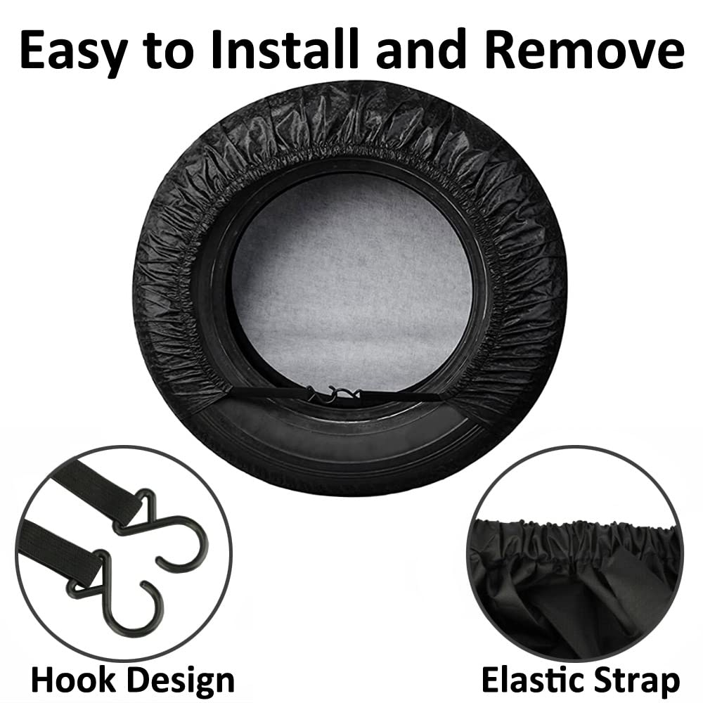 ETOPARS 4 Piezas Cubiertas de Neumáticos 18-21 Pulgadas Impermeable Cubierta de llanta de Refacción Cubierta Neumático Funda Protector para Ruedas Remolque Negro