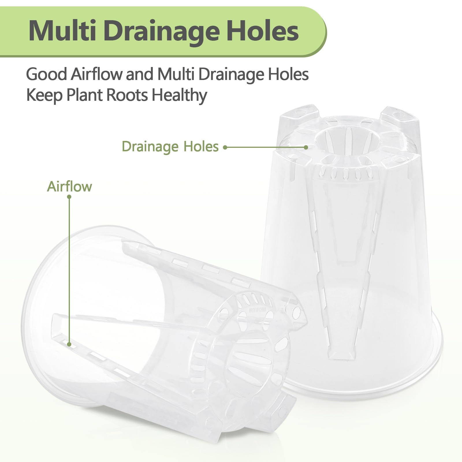 Jordbrux Clear Orchid Pot, 6pcs 14cm Plastic Plant Pots with Drainage Holes - Image 2